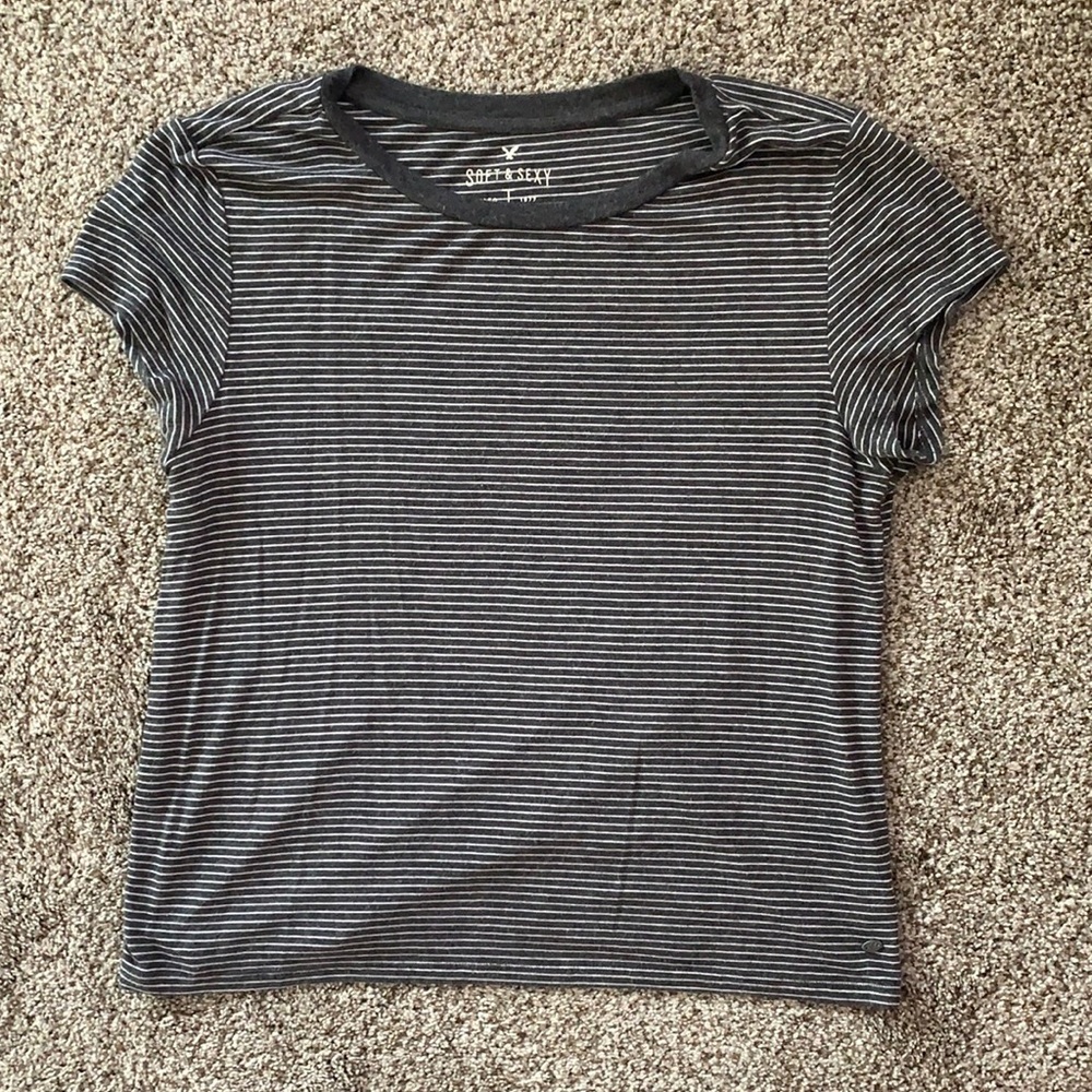 American eagle striped cropped tee